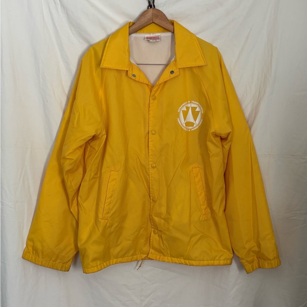 Hartwell Yellow DOT Vintage USA Made Lined Windbreaker Jacket Men's L Snap